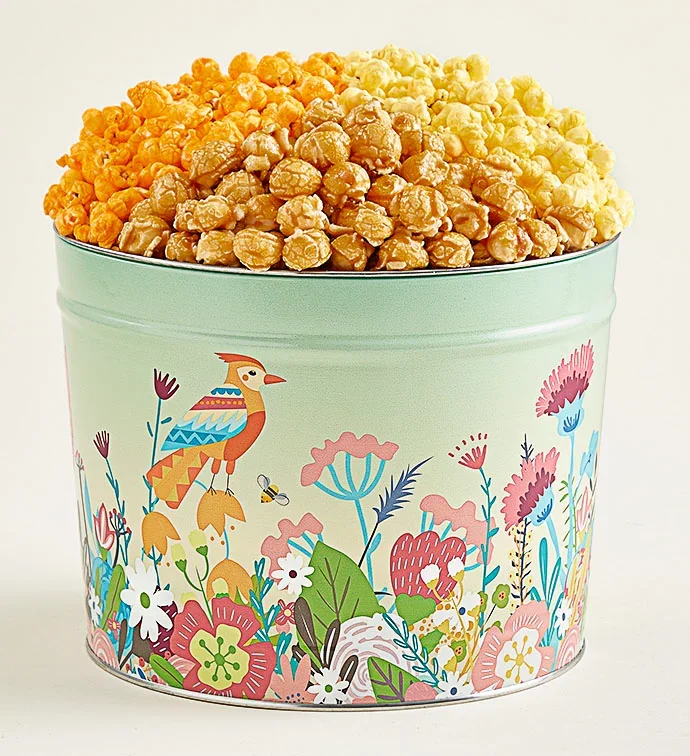 Spring Botanical 2 Gallon 3 Flavor Popcorn Tin